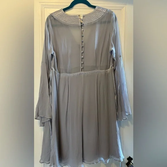Anthropologie Ghost London Pale Blue Dress with Bell Sleeves - Picture 9 of 12